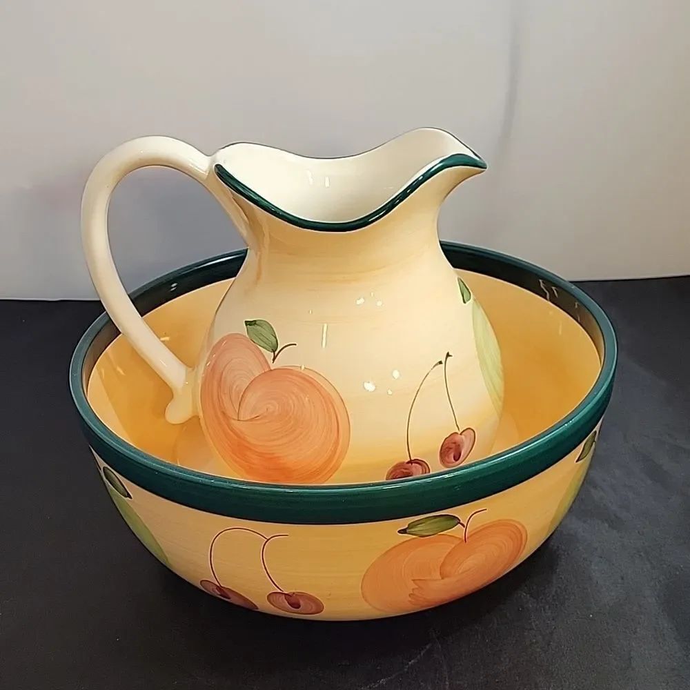 BRAND NEW HAND PAINTED CERAMIC BOW&CARAFE SETS